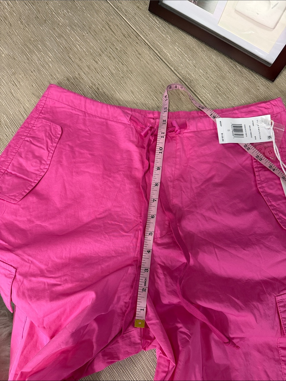 Good American Malibu pink oversized parachute utility cargo pants S M - Picture 7 of 11